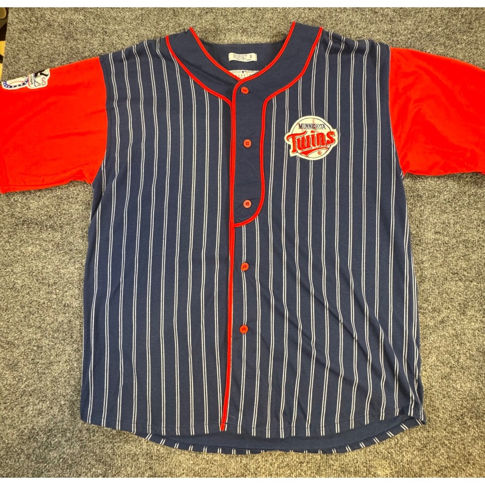 #94 Vintage Minnesota Twins Starter Jersey XL Pinstripe‎ MLB Button Up Y2K